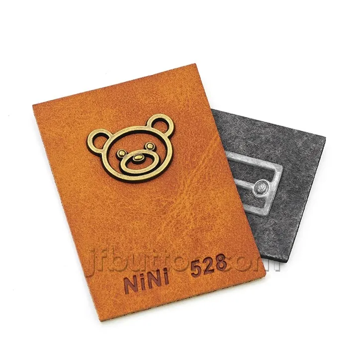 Pants Leather Patch With Metal Tag factory