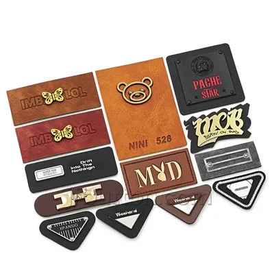 Byxa Läder Patch Med Metall Tag